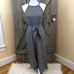 NWT Pretty Garden Striped Belted Jumpsuits Medium